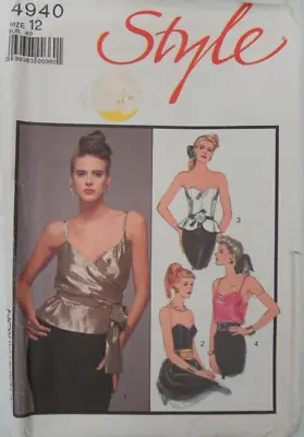 Style 4940 Sewing Pattern Ladies Wrap Over Camisole Corset Top Cut Size 12 • £8.50