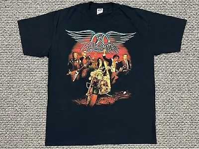 Vintage Aerosmith T-Shirt Mens XL Black Rockin The Joint Music Band Tour Concert • $27.95