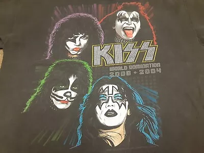 VTG Y2K KISS 2003 2004 World Domination Tour Concert Rock Band T Shirt Black XL • $15.50