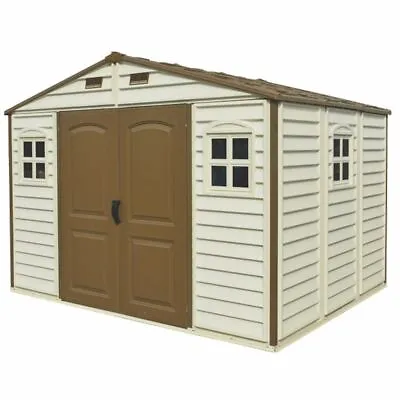 Duramax (30214-1) 10 X 8 Feet V2 Wood Side Vinyl Shed - Ivory/Brown • £948.49