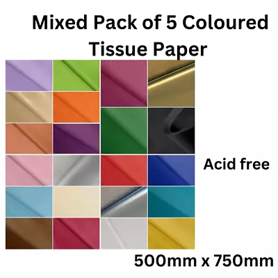 22 Coloured Tissue Paper 25 Sheet Packs  Wrapping Hampers Gifts 500mm X 750mm • £4.27