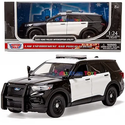 STOCK 2022 Ford Explorer Police Diecast 1:24 Motormax Unmarked BLACK WHITE 76988 • $19.99