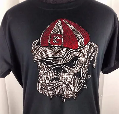$29.99 • Buy Women's Georgia Bulldogs Rhinestone Football V Neck T Shirt Tee Bling Lady 