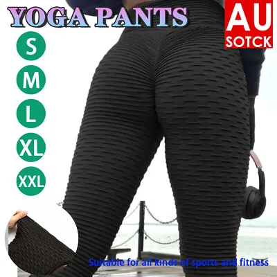 $13.99 • Buy Women High Waist Leggings Ruched Anti-Cellulite Fitness Butt Lift Yoga Pants Gym
