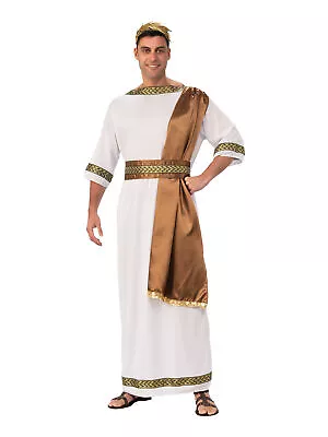 Mens Greek God Toga & Sash Costume Caesar Roman Robe Adult Fancy Dress Party • £18.32