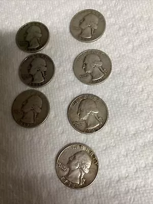 Lot Of 7 90% Silver Quarters. • $24
