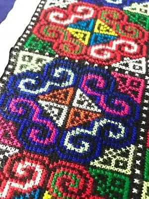 Hmong Lao Embroidery Embroidery Cloth/fabric Needlework Handstitched Gr/red • $30