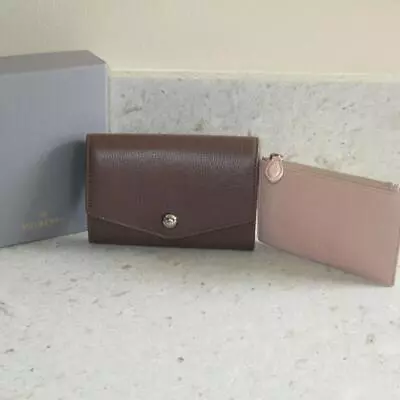 Mulberry Dome Rivet French Wallet + Pouch Shiny Goat Taupe Ballet Pink $329+TAX • $199.99
