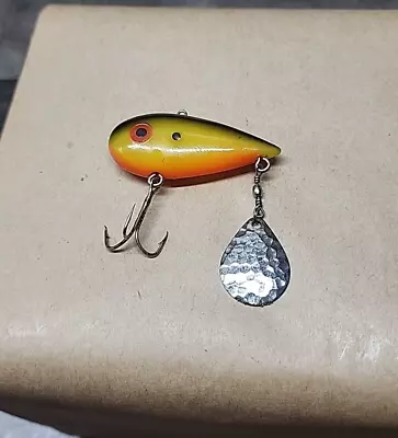 Vintage Fishing Lure Mann's Bait Co Orange Black • $18.15