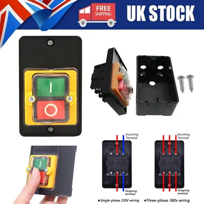 Waterproof Motor Bench Drill Switch Machine ON/OFF For 10A 380V KAO-10KH • £8.39