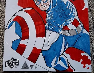 2019 Upper Deck Marvel Premier Jumbo 5 X 7 Sketch CAPTIAN AMERICA 1 OF 1  GARCIA • $189.95