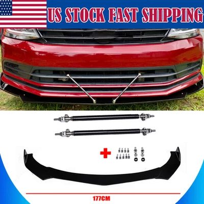 $43.95 • Buy For VW Jetta SE Sedan 4-Door Front Bumper Lip Splitter Spoiler Kit + Strut Rods