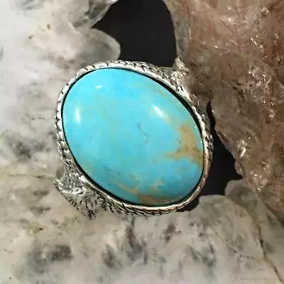 Carolyn Pollack Vintage Sterling Large Oval Turquoise Double Eagle Ring For Men • $97.50