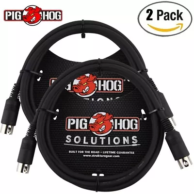 2-PACK Pig Hog PMID03 3FT Heavy Duty 5-Pin Midi Cable - Black • $14.75