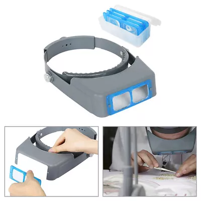 Head Magnifier Glasses Magnifying Visor Glass Headband Lens With 4 Lenses Kits • £14.70