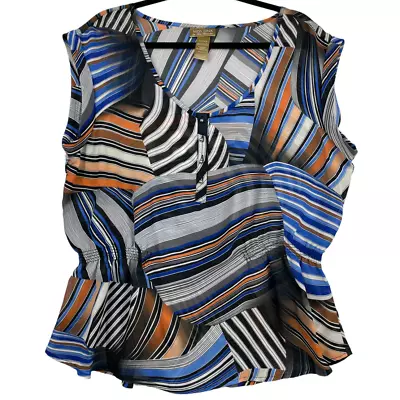 Miss Tina By Tina Knowles Women's Blouse - Colorful Striped Top Size XL 16-18 • $9