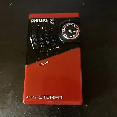 Vintage Philips Portable Pocket AM/FM Stereo Radio Type D1650/10L • $69.99