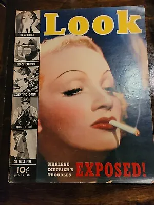 Vintage LOOK Magazine July 1938 Marlene Dietrich Great Ads Fire Harem 30s • $27.40