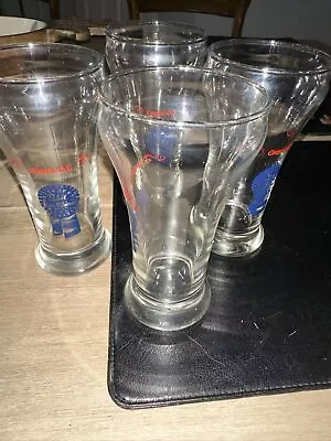 Vintage Original Pabst Blue Ribbon Beer Pilsner 8 Ounce Glass Lot Of 4 • $30