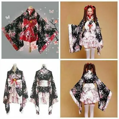 Anime Cosplay Ladies Japanese Costume Kimono Lolita Princess Cherry Outfit Party • £20.47