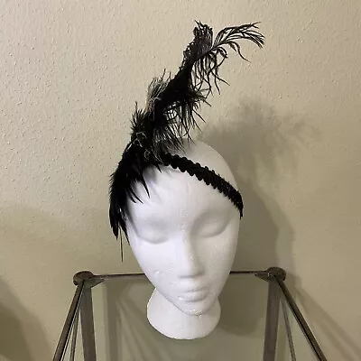 1920s Style Feather Flapper Gatsby Headband Headpiece Sequined Rhinestones OS • $20.40