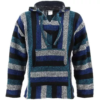 £24.90 • Buy Mexican Baja Hoodie Hoody Jerga Drug Rug Jumper Siesta Surf Hippy Baha Cool Blue