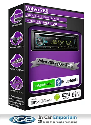 Volvo 760 DAB Radio Pioneer Car Stereo CD USB AUX Player Bluetooth Kit • $248.66