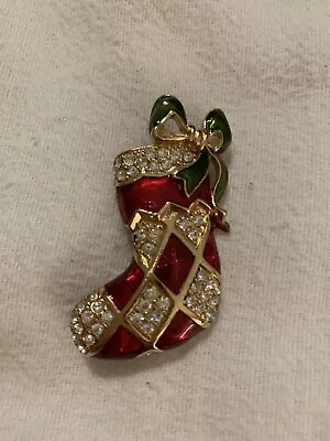 Monet Christmas Stocking Brooch Pin Red And White Plaid • $21