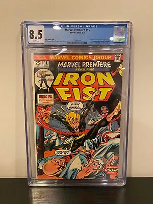 Marvel Premiere #15 CGC VF 8.5 WHITE PAGES 1st App Origin Iron Fist MAJOR KEY! • $399.99