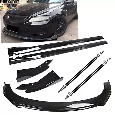 Front Bumper Lip Splitter Spoiler Side Skirts Strut Rods For Mazda 2 3 CX-3 CX5 • $149.99