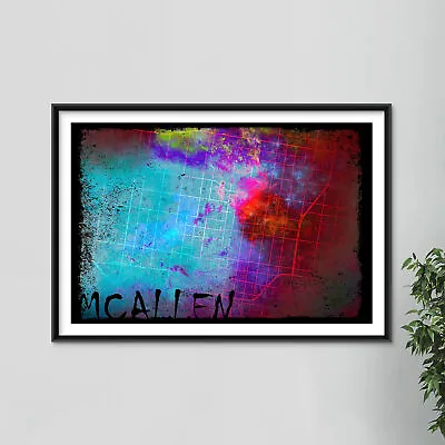 McAllen Texas USA Map  Colourboo  - Art Print Poster Gift • $129.50