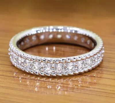 0.90 Ct. F-VS1 Natural Diamond Eternity Band Rope Edge In 14k Gold Or Platinum • $3410