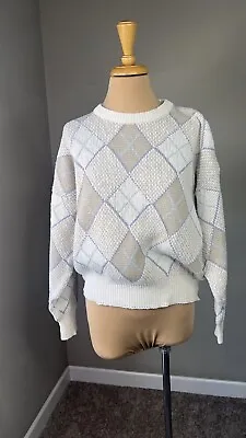 Vintage Signore!! Italy Argyle Cotton Knit Pullover Sweater L • $9.99