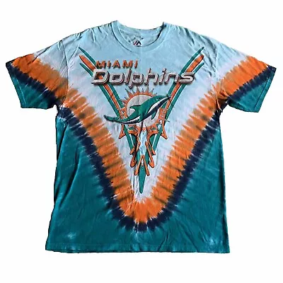 MAJESTIC MIAMI DOLPHINS Men's XLarge Blue With Graphics T-shirt Tie Dye • $20