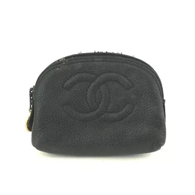 CHANEL CC Logo Caviar Skin Cosmetic Pouch Bag/3Y0037 • $1