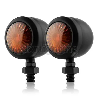 2X Motorcycle Bullet Turn Signal Light Amber Black For Cafe Racer Bobber Chopper • $11.98