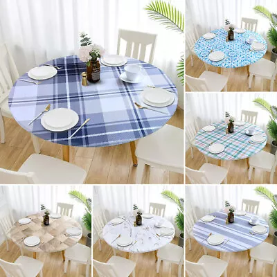 $8.85 • Buy Waterproof Table Cover Cloth Elastic Fitted Round Tablecloth Oil Proof Protector