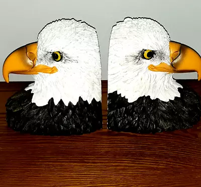 Vintage Eagle Head Bookends Patriotic American 6  X 6  Solid Heavy Herco Gift • $46.99