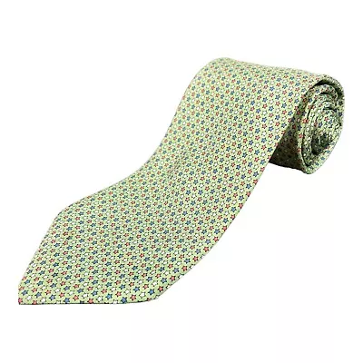 Vineyard Vines Custom Collection Tie Necktie Green Geometric Star Hand Made USA • $11.88