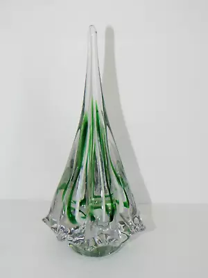 Murano Glass 8  Green & White Swirls Christmas Tree • $35