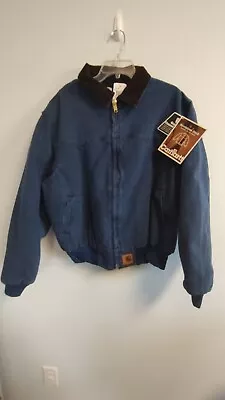 NWT Vintage Carhartt J14-BLU  Blue Black Quilted Lined Santa Fe Jacket Sz XL 90s • $245