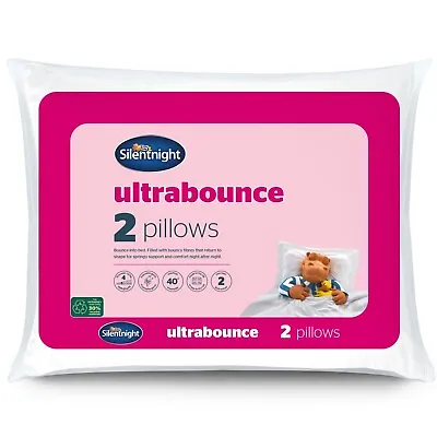 Silentnight Ultrabounce Pillows 2 Pack Support Soft Hotel Bed Bouncy UK Made • £17.99