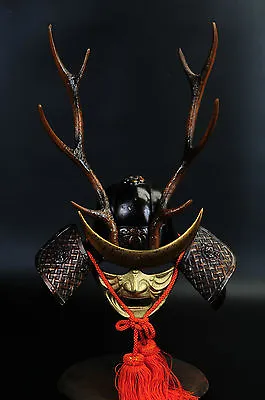 Japanese Vintage Samurai Helmet  Shikanosuke Kabuto With A Mask Tsushima • $423.18