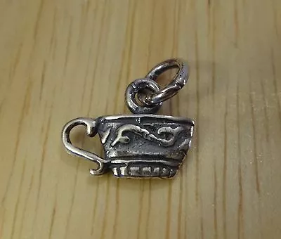 Sterling Silver Small 10x13mm Pretty Tea Coffee Cup Charm • £10.98