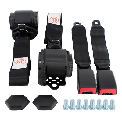 $43.95 • Buy 2x Retractable 3 Point Safety Seat Belt Straps Car Vehicle Adjustable Belt Kit