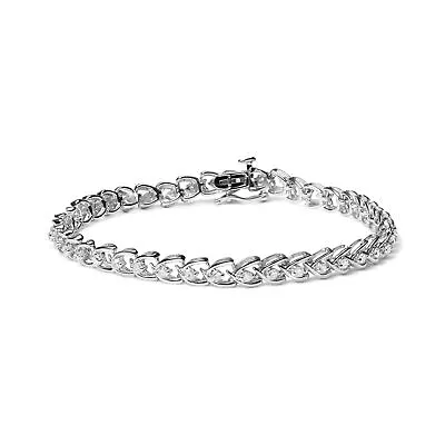 Sterling Silver Diamond C-Link Bracelet 1.00 Ct I-J Color I3 Clarity • $462