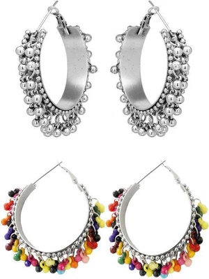 $16.48 • Buy Indian Traditional Bollywood Silver Oxidized Jhumka Jhumki Earrings Combo Pack