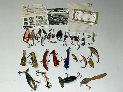27 Vintage Lure Lot Fred Arbogast Jitterbug Green Perch Wood Plastic & Metal USA • $26.99