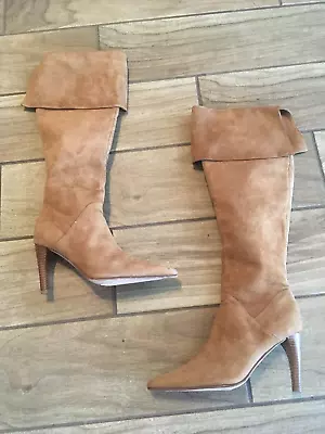 Size 6 Amanda Smith Shoes Boots Tall High Heels Camel Suede Women's • $34.50