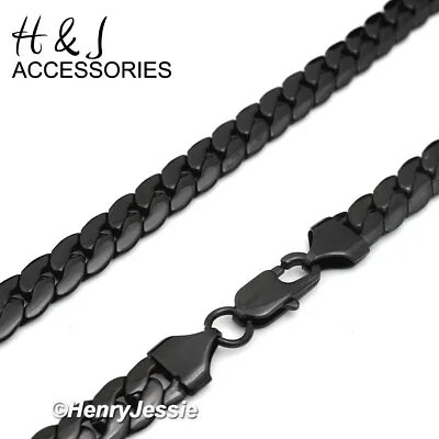 16-40 MEN Stainless Steel 4mm Black Plated Miami Cuban Curb Chain Necklace*BN155 • $14.99